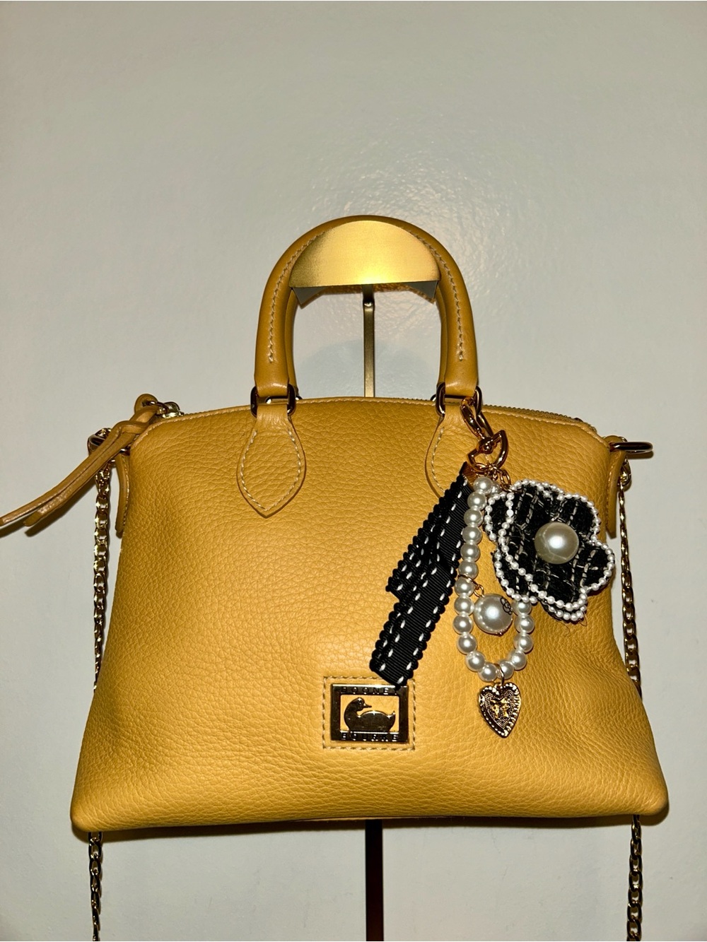 Dooney & Bourke Dillen Pebble Leather Satchel, with after market crossbody chain